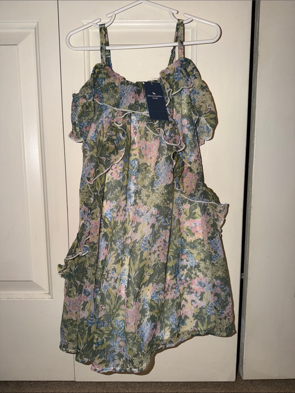 abercrombie kids Floral Ruffle Sundress - Green Pink Blue